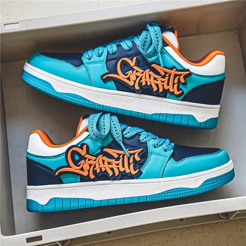 Fashion Blue Designer Skateboard Shoes Men Streetwear Hip hop Sneakers Men Luxury Platform Skateboard Sneakers Men basket homme - STAND OUT FLEXSARAH