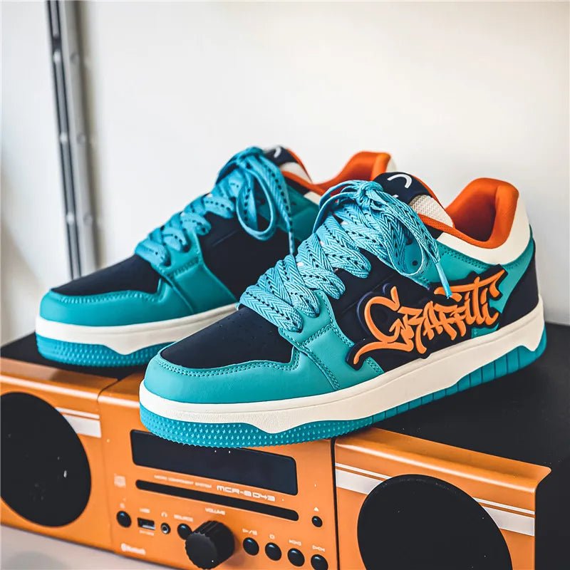 Fashion Blue Designer Skateboard Shoes Men Streetwear Hip hop Sneakers Men Luxury Platform Skateboard Sneakers Men basket homme - STAND OUT FLEXSARAH