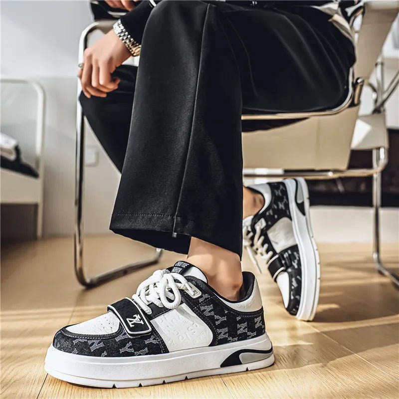 Fashion Blue Men's Skateboard Shoes Street Style Platform Casual Sneakers Man Hip Hop Designer Shoes For Men Skateboarding Shoes - STAND OUT FLEXSARAH