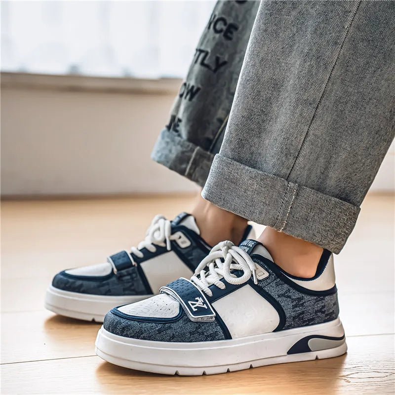 Fashion Blue Men's Skateboard Shoes Street Style Platform Casual Sneakers Man Hip Hop Designer Shoes For Men Skateboarding Shoes - STAND OUT FLEXSARAH