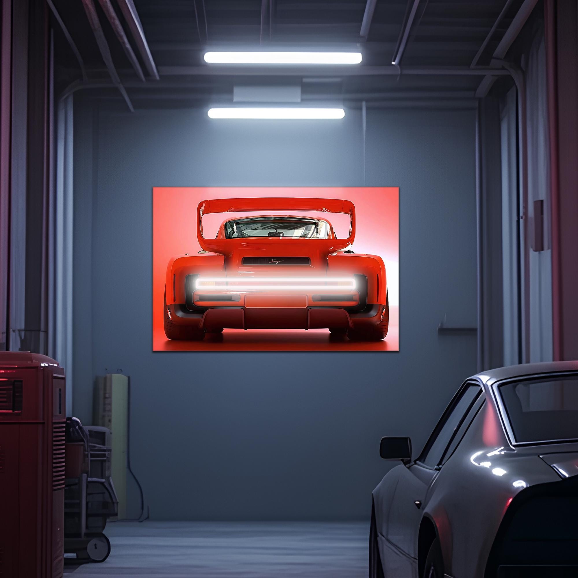 Futuristic Muscle Car Neon Wall Art - UV Printed LED Plexiglass Sign for Garage, Man Cave & Racing Fans - Adjustable Light and Free Shipping - STAND OUT FLEXSARAH