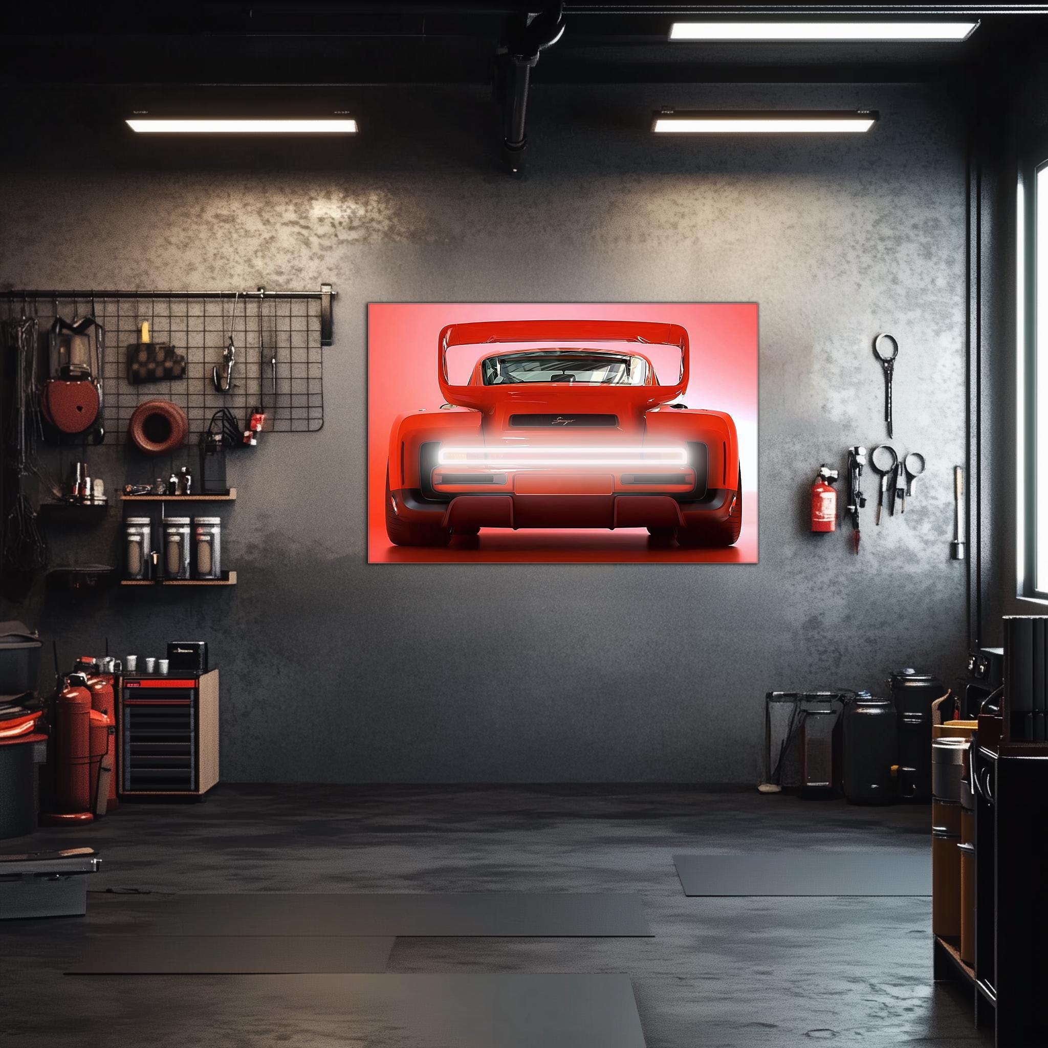 Futuristic Muscle Car Neon Wall Art - UV Printed LED Plexiglass Sign for Garage, Man Cave & Racing Fans - Adjustable Light and Free Shipping - STAND OUT FLEXSARAH