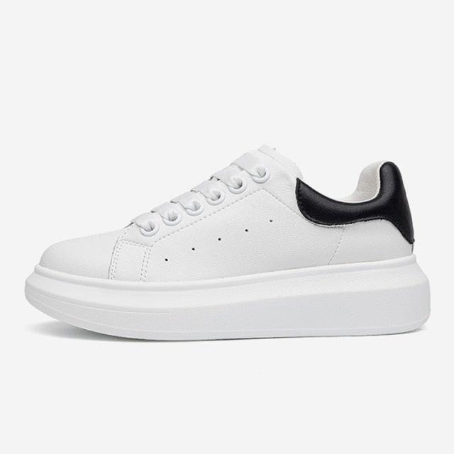 Genuine Leather Women Platform Sneakers Autumn Fashion Sports Little White Shoes Platform Flats Casual Lace Up Woman Comfort Walking Sneakers - STAND OUT FLEXSARAH