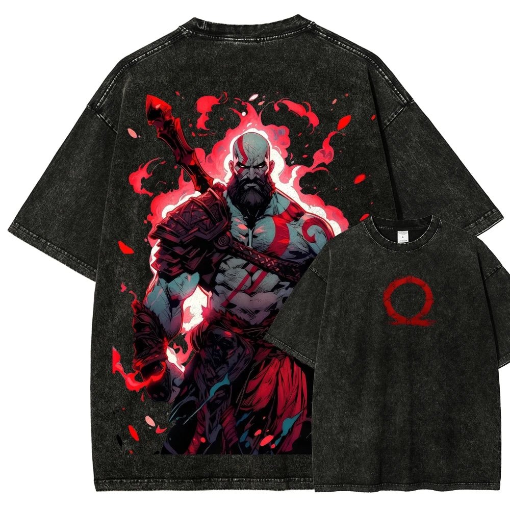 God of War Washed T-shirt 2026 New Model personality Clothes shirt Year round clothing Retro Fashion Vintage Loose high quality - STAND OUT FLEXSARAH