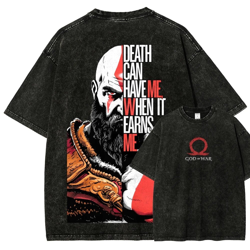 God of War Washed T-shirt 2026 New Model personality Clothes shirt Year round clothing Retro Fashion Vintage Loose high quality - STAND OUT FLEXSARAH