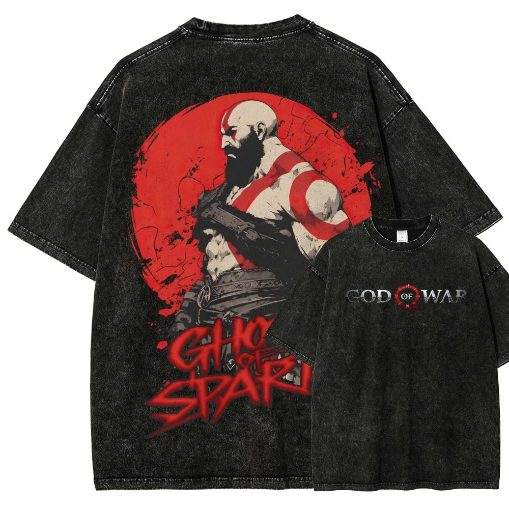 God of War Washed T-shirt 2026 New Model personality Clothes shirt Year round clothing Retro Fashion Vintage Loose high quality - STAND OUT FLEXSARAH