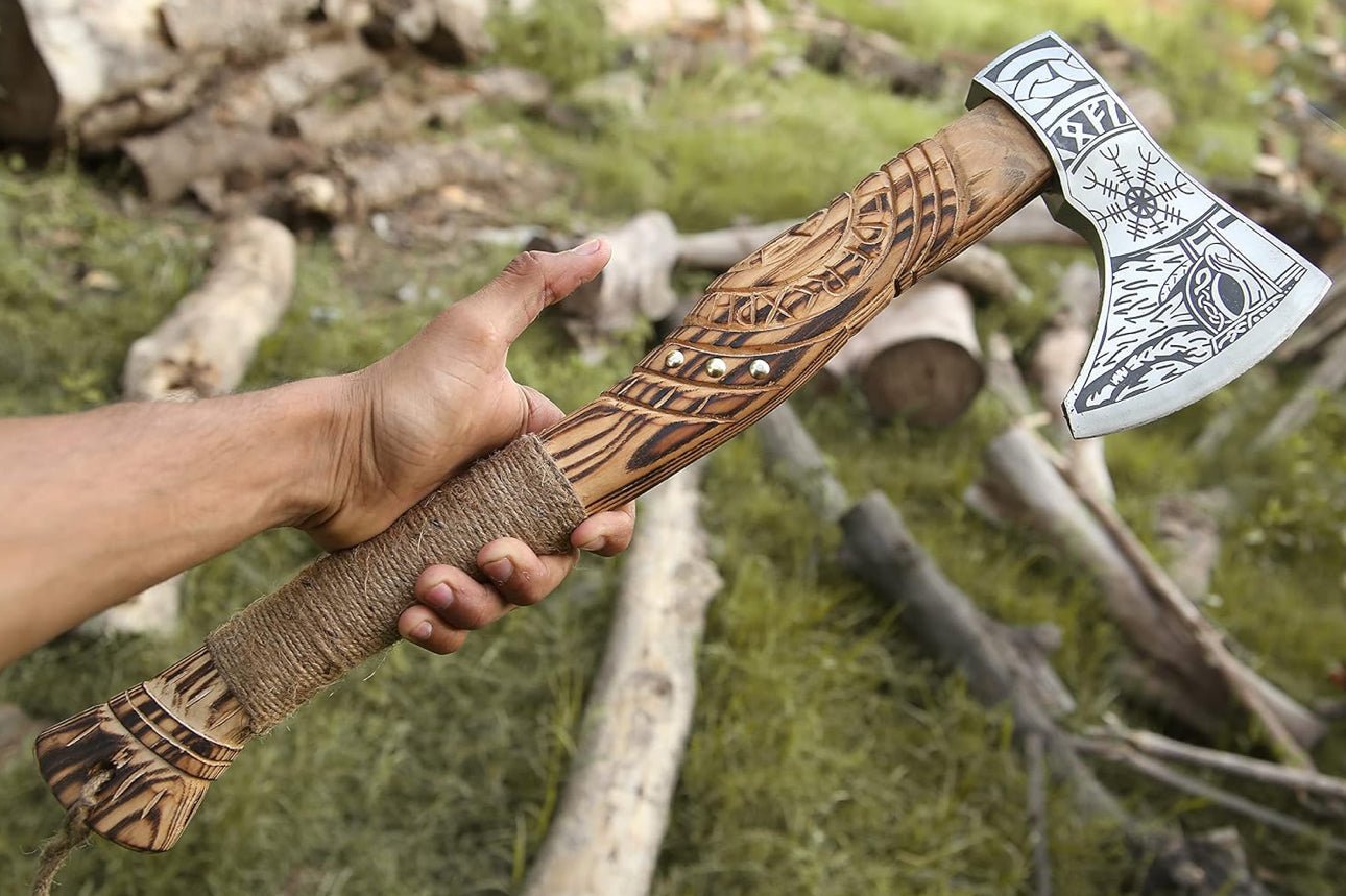 Handmade Viking Axe Hatchet, Hand Forged Wood Splitting Axe - STAND OUT FLEXSARAH