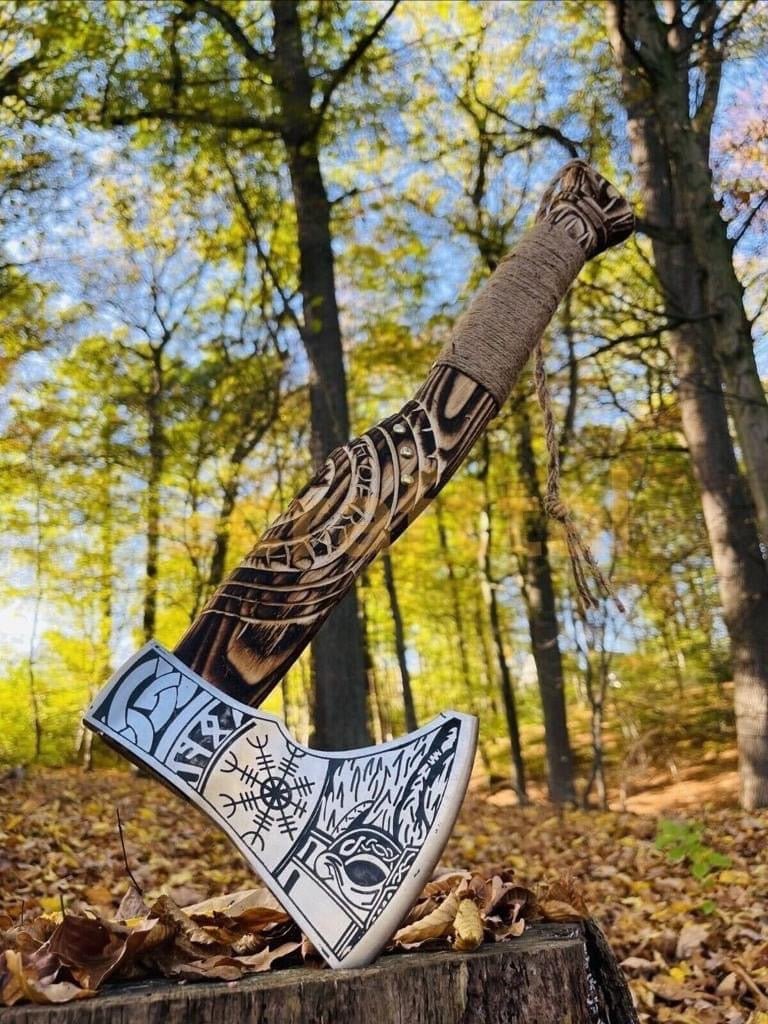 Handmade Viking Axe Hatchet, Hand Forged Wood Splitting Axe - STAND OUT FLEXSARAH