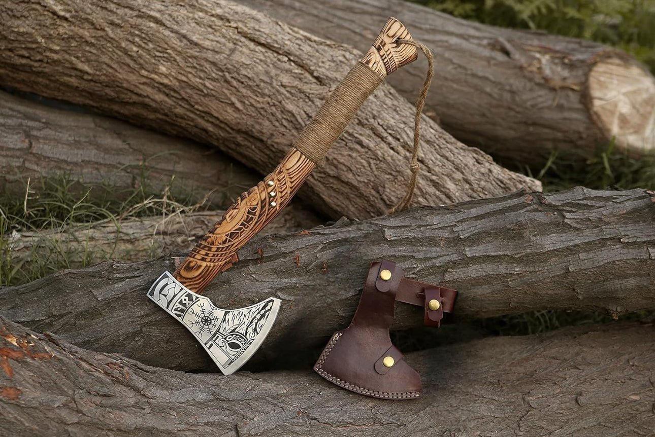 Handmade Viking Axe Hatchet, Hand Forged Wood Splitting Axe - STAND OUT FLEXSARAH