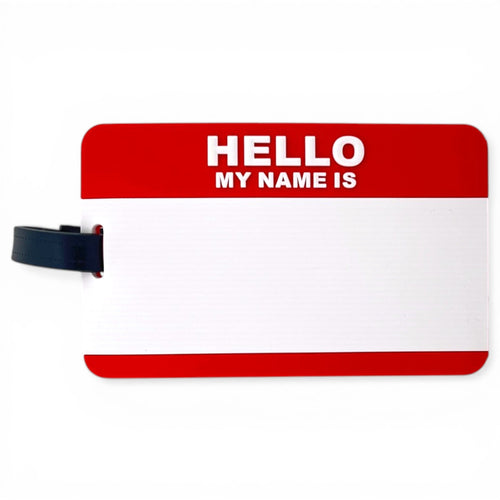 'Hello My Name Is' Clip-On Tag | Multi-Use Bag Tag, Travel Tag, Golf Accessory - STAND OUT FLEXSARAH