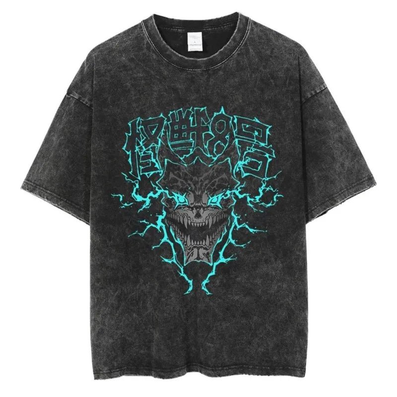 Hot Anime Kaiju No 8 Cool Graphic Tshirt Men Oversized Cotton T-shirts Vintage Washed T Shirt Harajuku Male Manga Casual Tops - STAND OUT FLEXSARAH