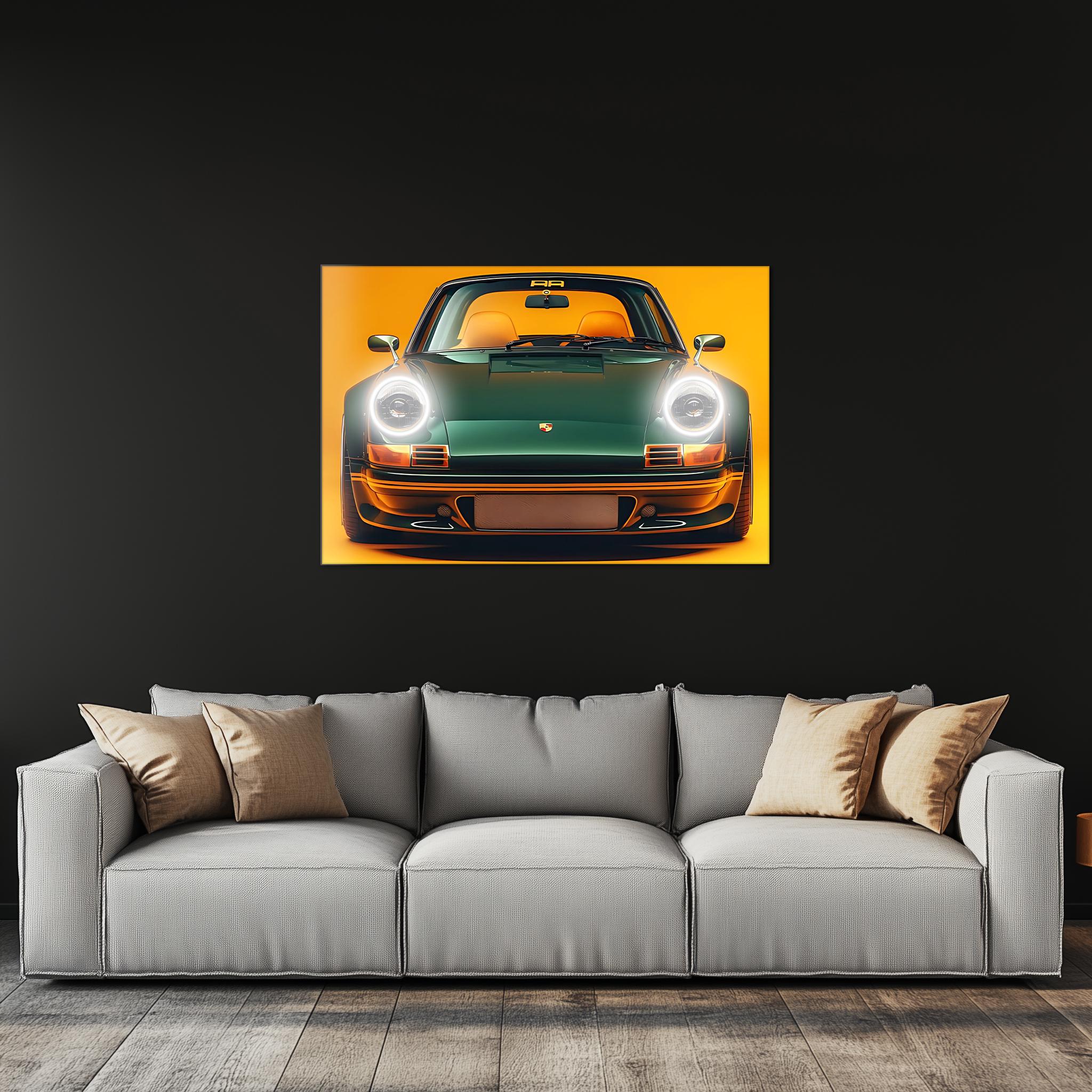 Retro Car Neon Wall Art - UV Printed Plexiglass LED Sign for Garage, Man Cave, Office & Game Room - Adjustable Dimmer Light