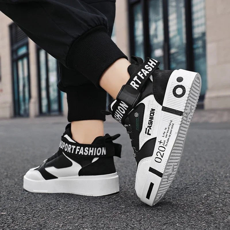Kids Fashion Sports Shoes Boys High Top Board Shoes Leisure Breathable Outdoor Children Running Sneakers boys Child Casual Shoes - STAND OUT FLEXSARAH