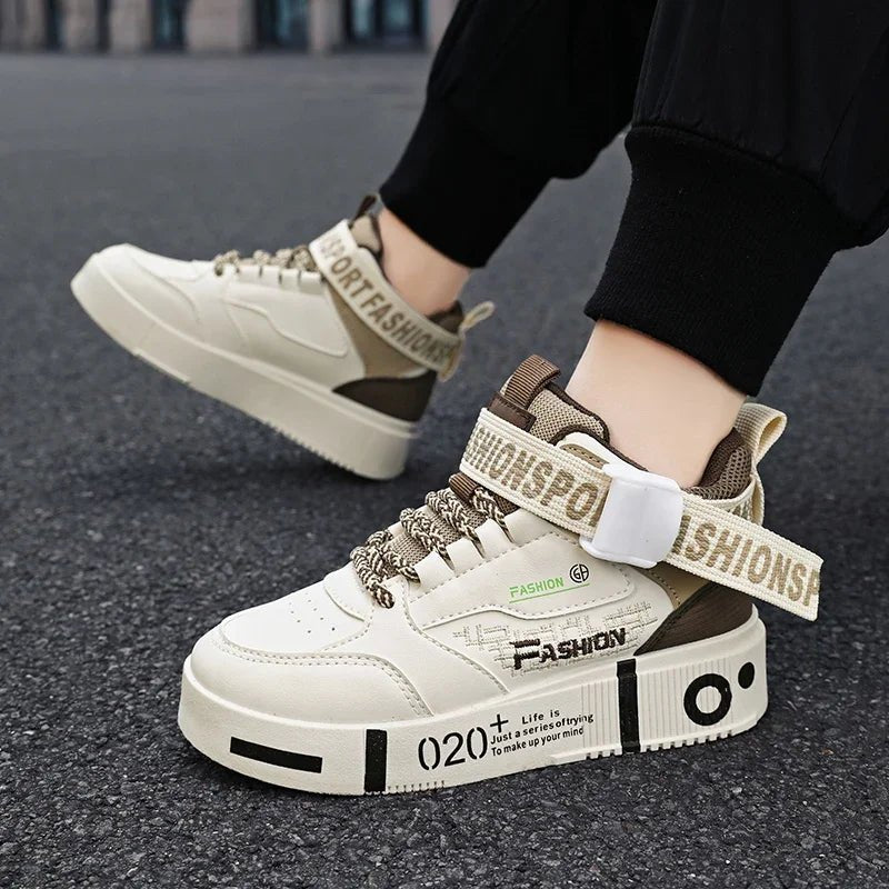 Kids Fashion Sports Shoes Boys High Top Board Shoes Leisure Breathable Outdoor Children Running Sneakers boys Child Casual Shoes - STAND OUT FLEXSARAH