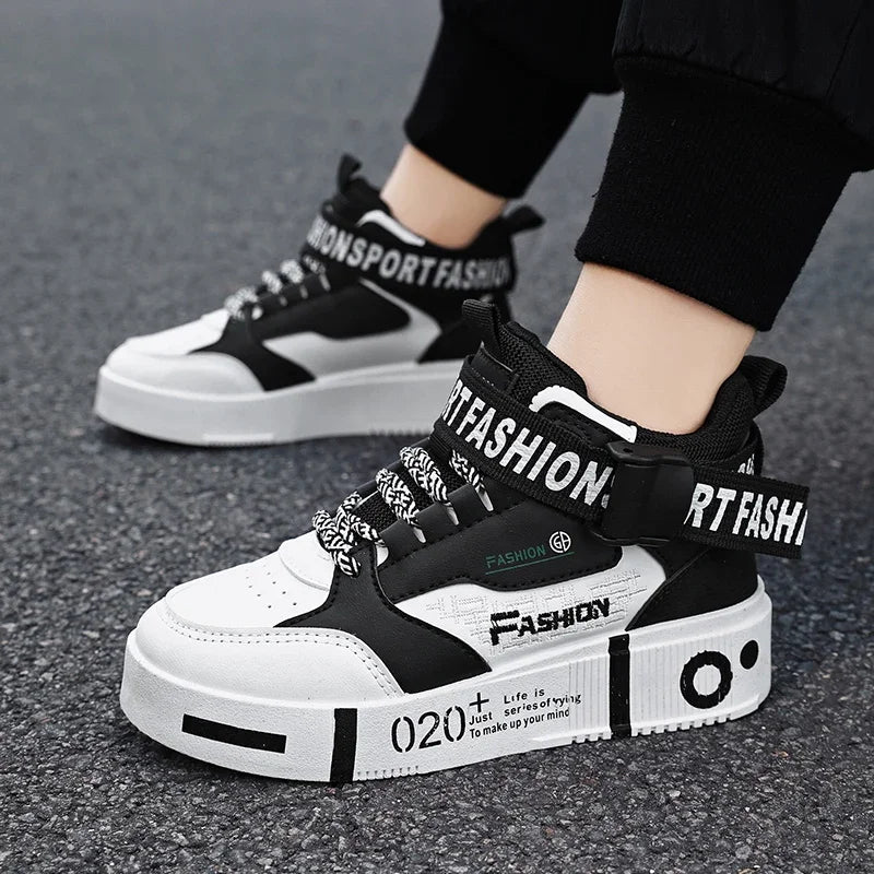 Kids Fashion Sports Shoes Boys High Top Board Shoes Leisure Breathable Outdoor Children Running Sneakers boys Child Casual Shoes - STAND OUT FLEXSARAH