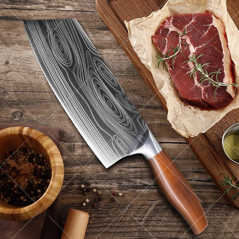 Kitchen Knife Damascus Pattern Japanese Chef Knife Stainless Steel Cleaver Butcher Knife Slicing Chopping Cutter Cooking Tool - STAND OUT FLEXSARAH