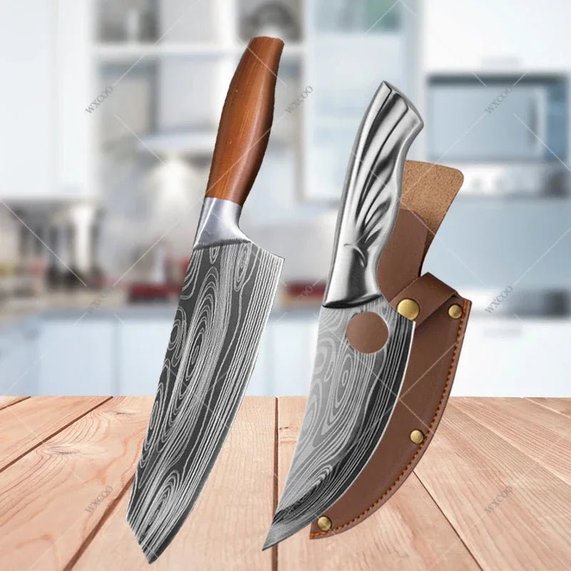 Kitchen Knife Damascus Pattern Japanese Chef Knife Stainless Steel Cleaver Butcher Knife Slicing Chopping Cutter Cooking Tool - STAND OUT FLEXSARAH