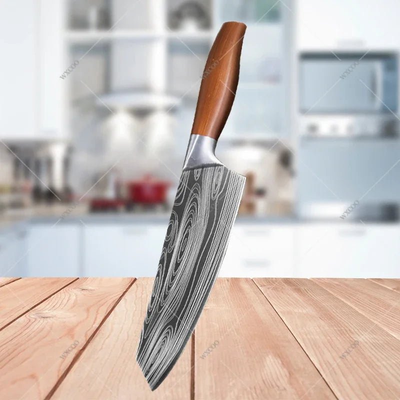 Kitchen Knife Damascus Pattern Japanese Chef Knife Stainless Steel Cleaver Butcher Knife Slicing Chopping Cutter Cooking Tool - STAND OUT FLEXSARAH