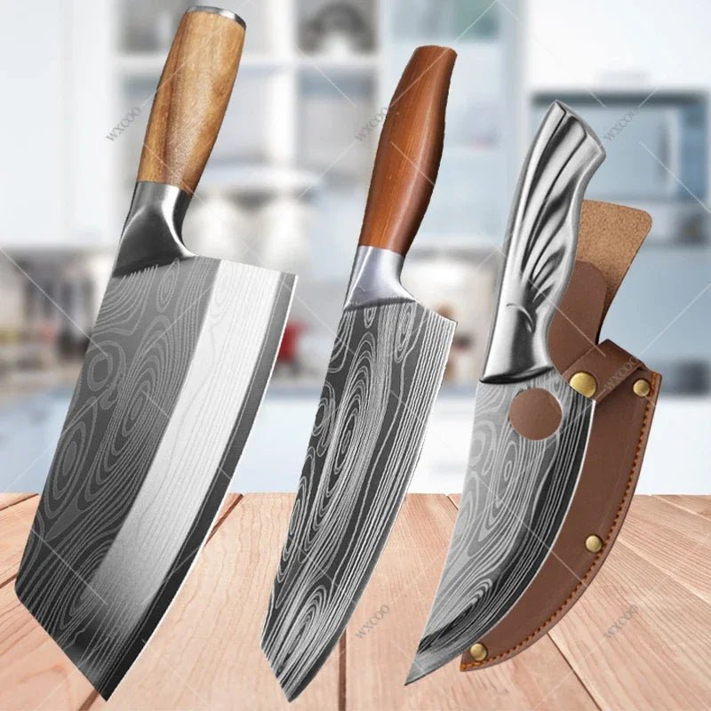 Kitchen Knife Damascus Pattern Japanese Chef Knife Stainless Steel Cleaver Butcher Knife Slicing Chopping Cutter Cooking Tool - STAND OUT FLEXSARAH
