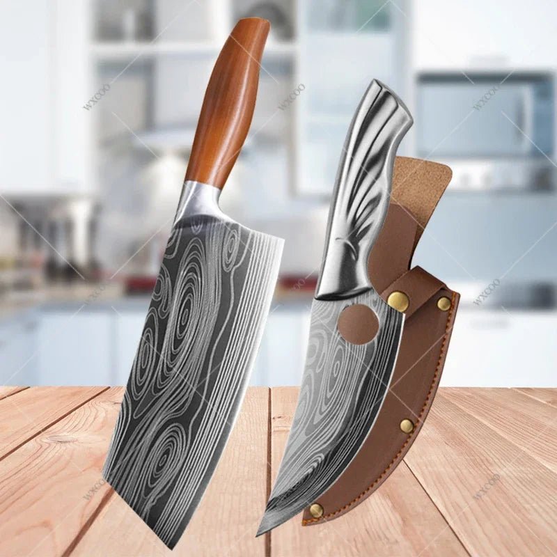 Kitchen Knife Damascus Pattern Japanese Chef Knife Stainless Steel Cleaver Butcher Knife Slicing Chopping Cutter Cooking Tool - STAND OUT FLEXSARAH