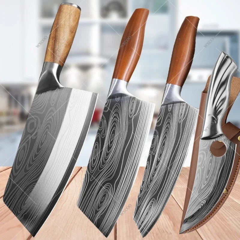 Kitchen Knife Damascus Pattern Japanese Chef Knife Stainless Steel Cleaver Butcher Knife Slicing Chopping Cutter Cooking Tool - STAND OUT FLEXSARAH