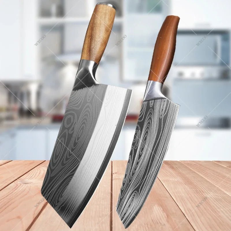 Kitchen Knife Damascus Pattern Japanese Chef Knife Stainless Steel Cleaver Butcher Knife Slicing Chopping Cutter Cooking Tool - STAND OUT FLEXSARAH