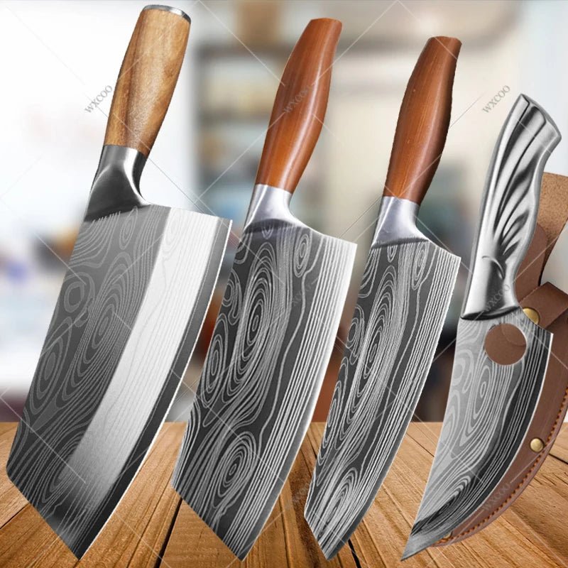 Kitchen Knife Damascus Pattern Japanese Chef Knife Stainless Steel Cleaver Butcher Knife Slicing Chopping Cutter Cooking Tool - STAND OUT FLEXSARAH