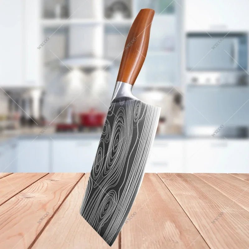 Kitchen Knife Damascus Pattern Japanese Chef Knife Stainless Steel Cleaver Butcher Knife Slicing Chopping Cutter Cooking Tool - STAND OUT FLEXSARAH
