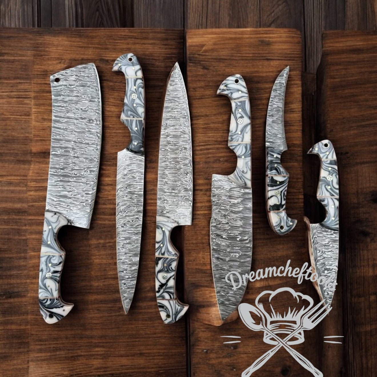 Knive Sets – 13” Handmade Damascus Steel Chef Knife with Epoxy Resin Handle & Leather Sheath - STAND OUT FLEXSARAH