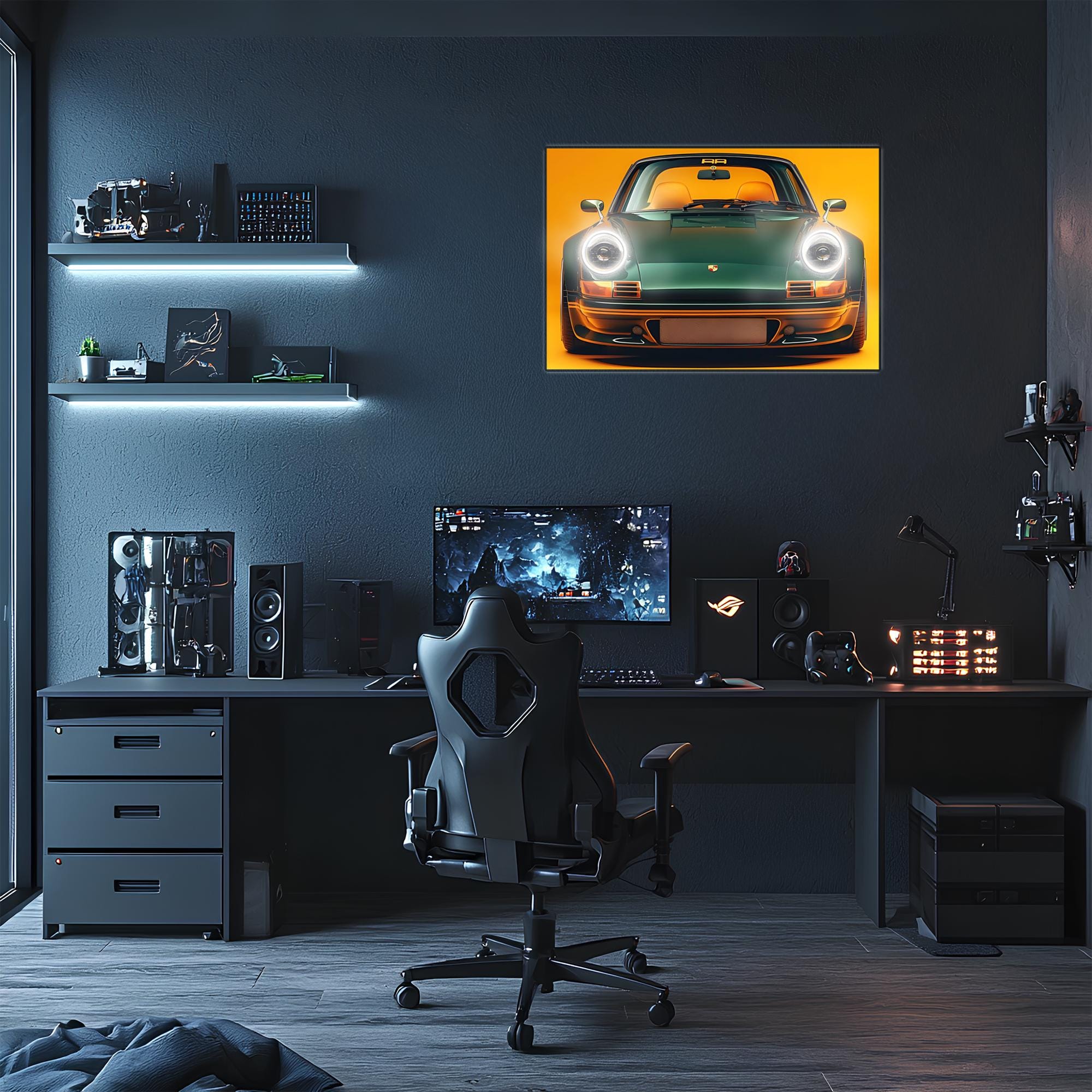 LED Retro Car Wall Art – UV‑Printed Acrylic with Dimmer Remote - STAND OUT FLEXSARAH