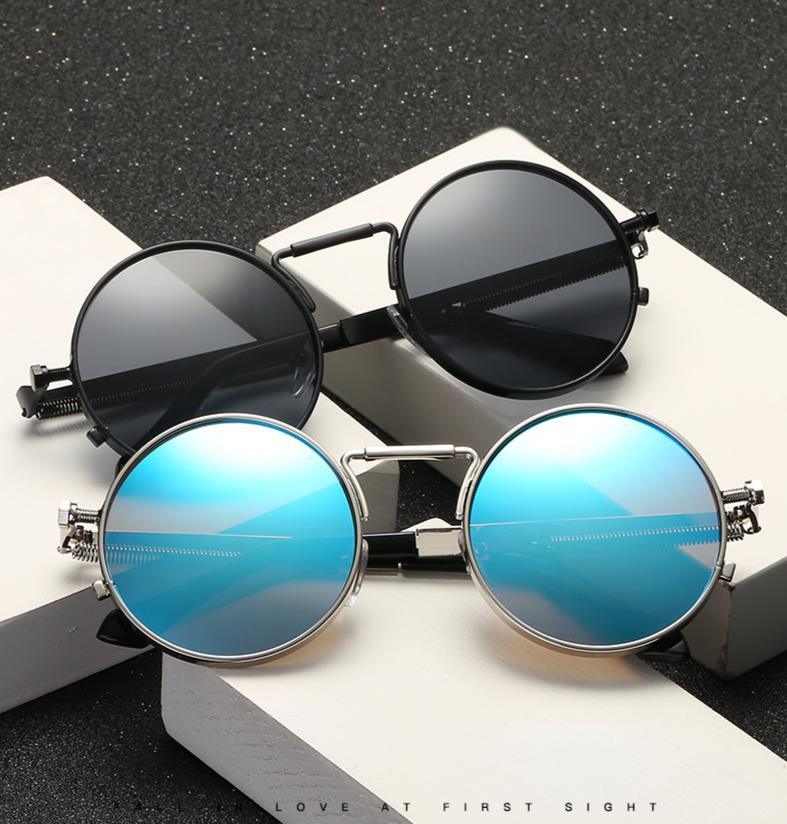 Luxury Vintage Retro Unisex Men and Woman Sunglasses Punk Style Round Metal Frame Colorful Lens Sung lasses Fashion Eyewear Gafas sol mujer - STAND OUT FLEXSARAH