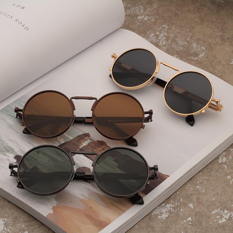 Luxury Vintage Retro Unisex Men and Woman Sunglasses Punk Style Round Metal Frame Colorful Lens Sung lasses Fashion Eyewear Gafas sol mujer - STAND OUT FLEXSARAH