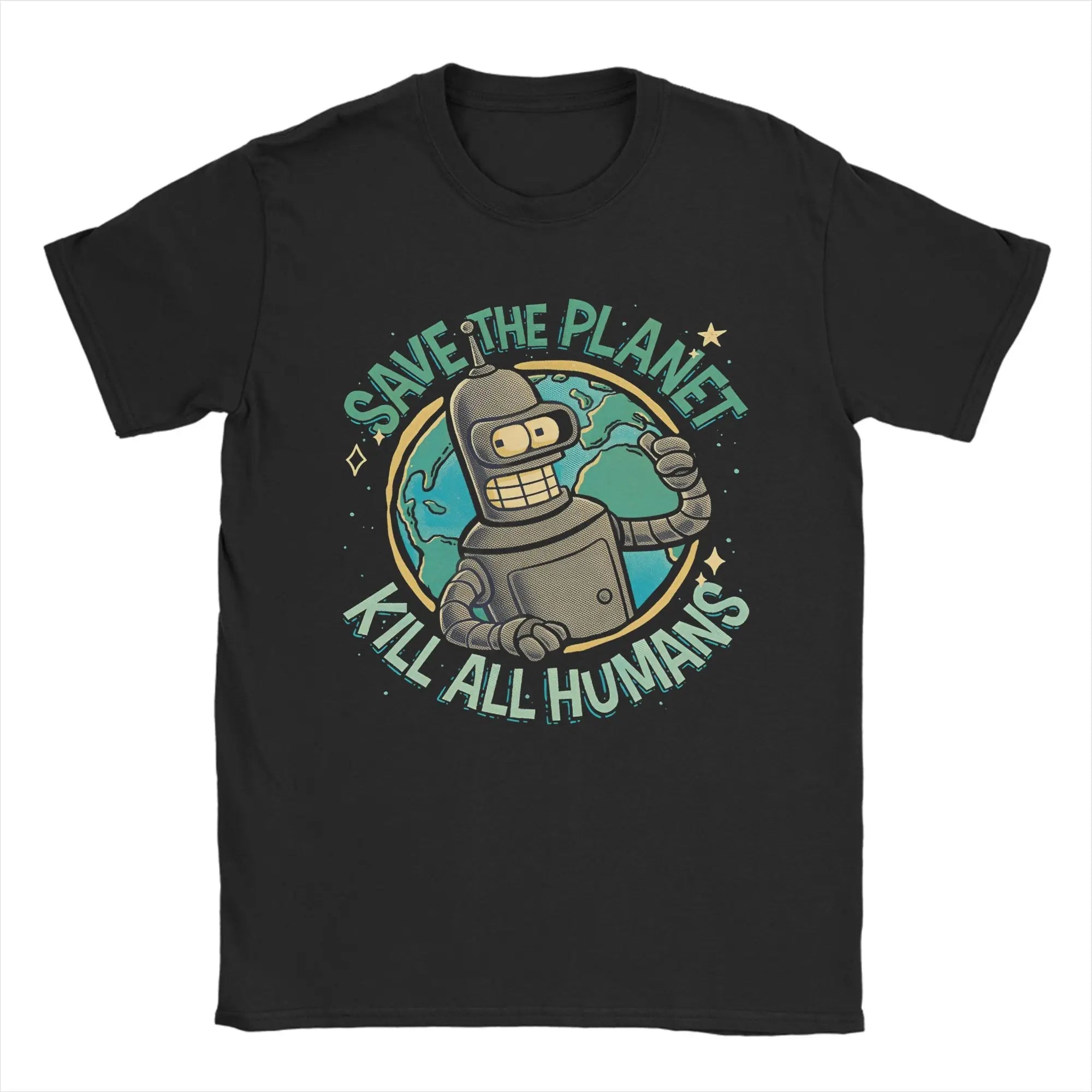 Men Women Futuramas Save thr Planet T Shirt Pure Cotton Clothes Fun Short Sleeve O Neck Tees Gift Idea T-Shirts - STAND OUT FLEXSARAH