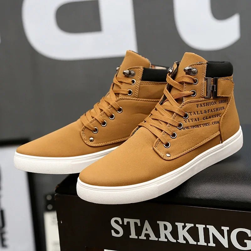 Men's Boots New Korean Version Men's Shoes High Top Skateboard Shoes Retro Platform Casual Lace Up Men Fashion Boots 2025 - STAND OUT FLEXSARAH
