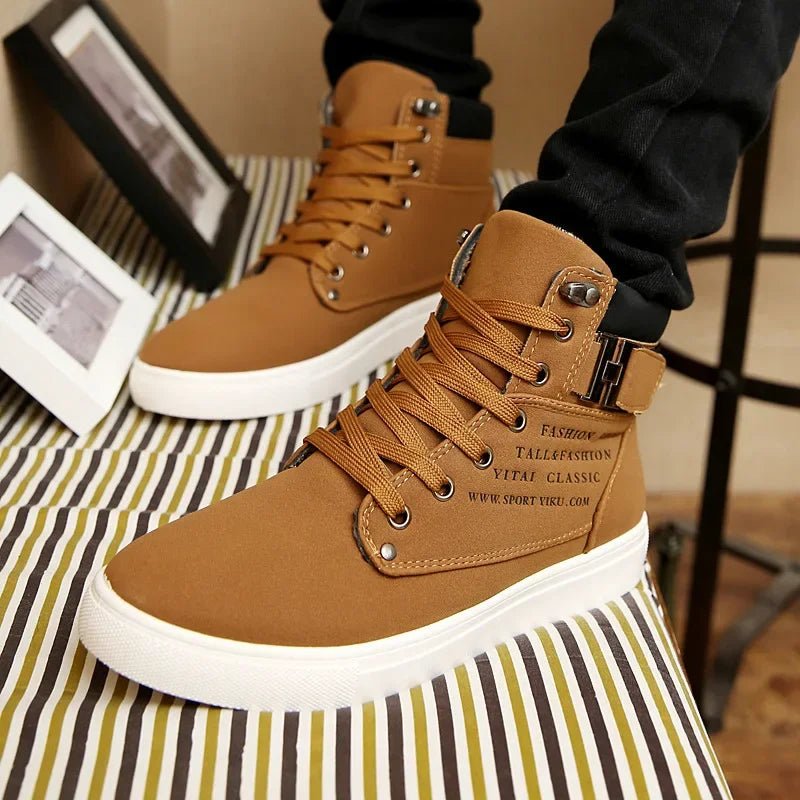 Men's Boots New Korean Version Men's Shoes High Top Skateboard Shoes Retro Platform Casual Lace Up Men Fashion Boots 2025 - STAND OUT FLEXSARAH