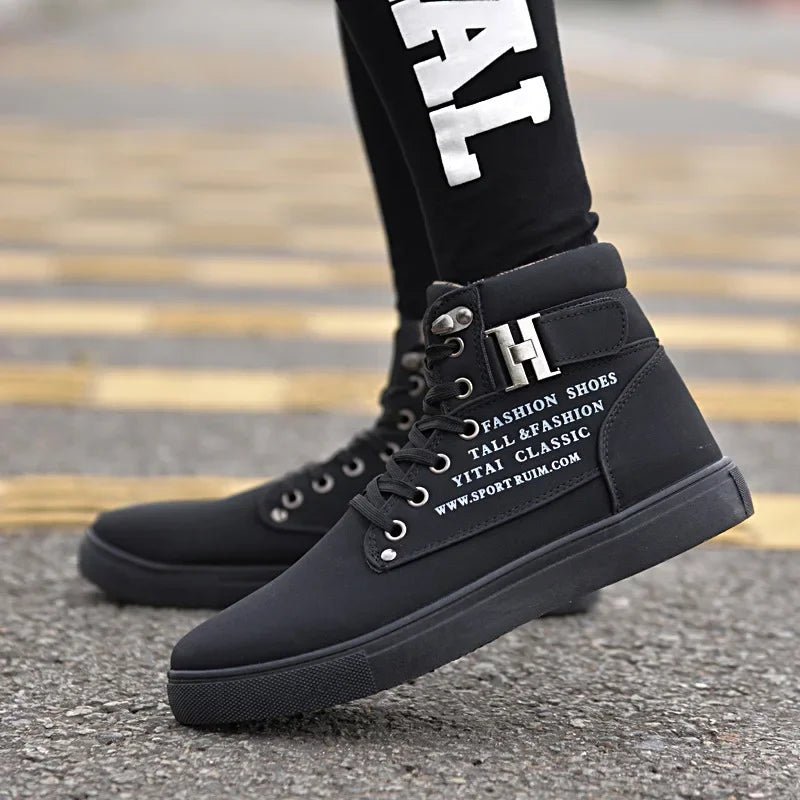 Men's Boots New Korean Version Men's Shoes High Top Skateboard Shoes Retro Platform Casual Lace Up Men Fashion Boots 2025 - STAND OUT FLEXSARAH