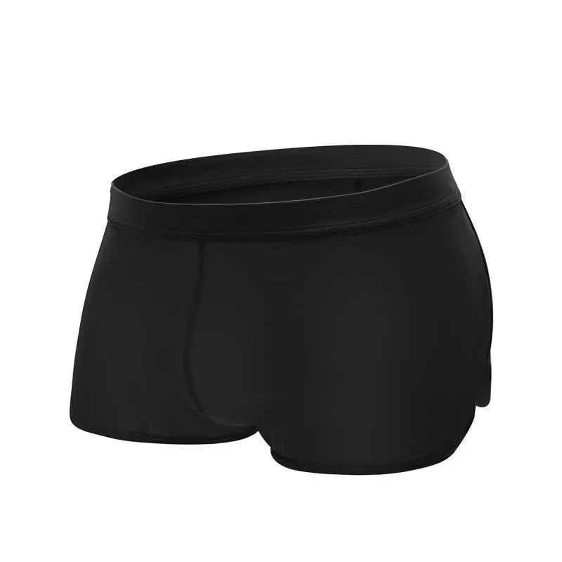 Men's boxers underwear side slit shorts bikini men low waist sexy ultra-thin ice silk underwear for men - STAND OUT FLEXSARAH