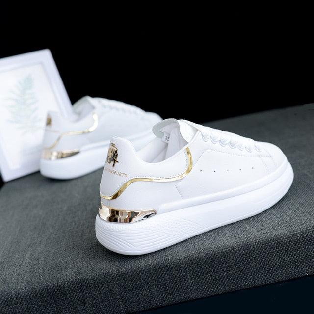 New Fashion White High Quality Women's White Thick Soled Sports Casual Couple Shoes Summer Lace-Up Trainers Gym Tennis Running Breathable High Quality Sneakers - STAND OUT FLEXSARAH
