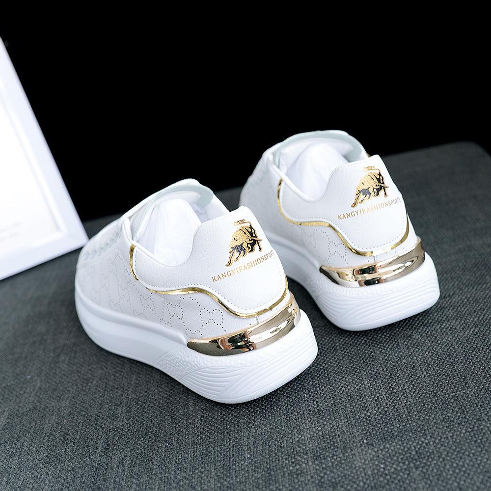 New Fashion White High Quality Women's White Thick Soled Sports Casual Couple Shoes Summer Lace-Up Trainers Gym Tennis Running Breathable High Quality Sneakers - STAND OUT FLEXSARAH