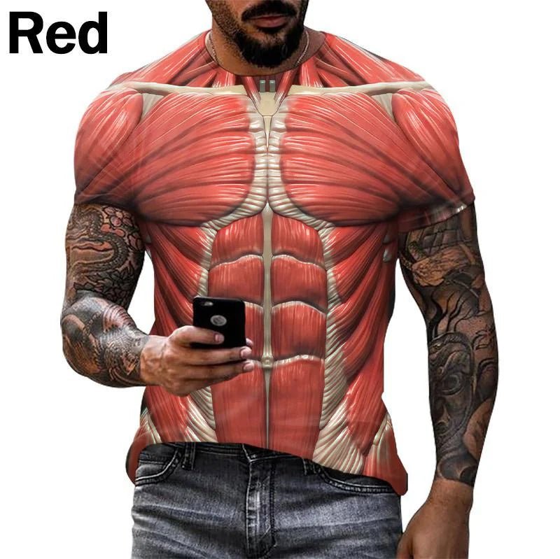 New Funny Muscle 3D T Shirt Men's Fashion Casual T-shirt Men Women Round Neck Short Sleeve Unisex Children Tshirt Clothes - STAND OUT FLEXSARAH