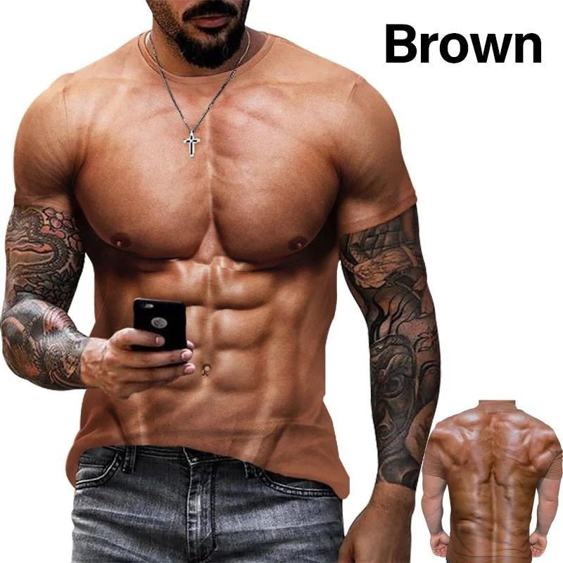 New Funny Muscle 3D T Shirt Men's Fashion Casual T-shirt Men Women Round Neck Short Sleeve Unisex Children Tshirt Clothes - STAND OUT FLEXSARAH