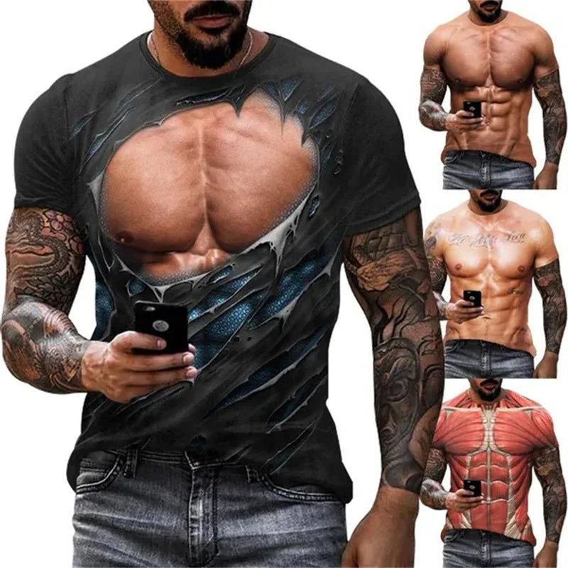 New Funny Muscle 3D T Shirt Men's Fashion Casual T-shirt Men Women Round Neck Short Sleeve Unisex Children Tshirt Clothes - STAND OUT FLEXSARAH