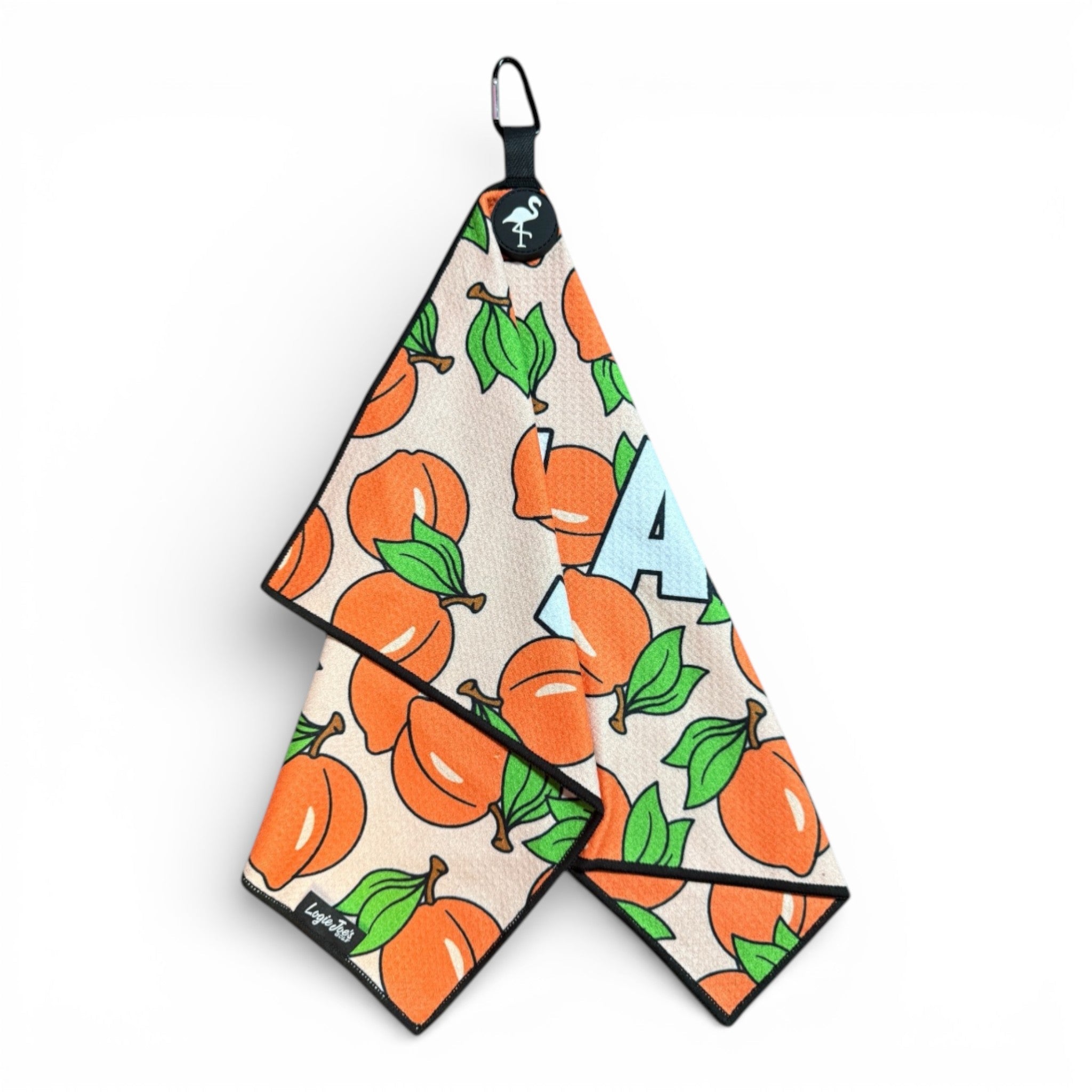 Novelty Peaches N’ Cream Golf Towel | Premium Double-Sided Microfiber | Heavy-Duty Magnetic Towel with Carabiner Clip | 24 x 16 in - STAND OUT FLEXSARAH