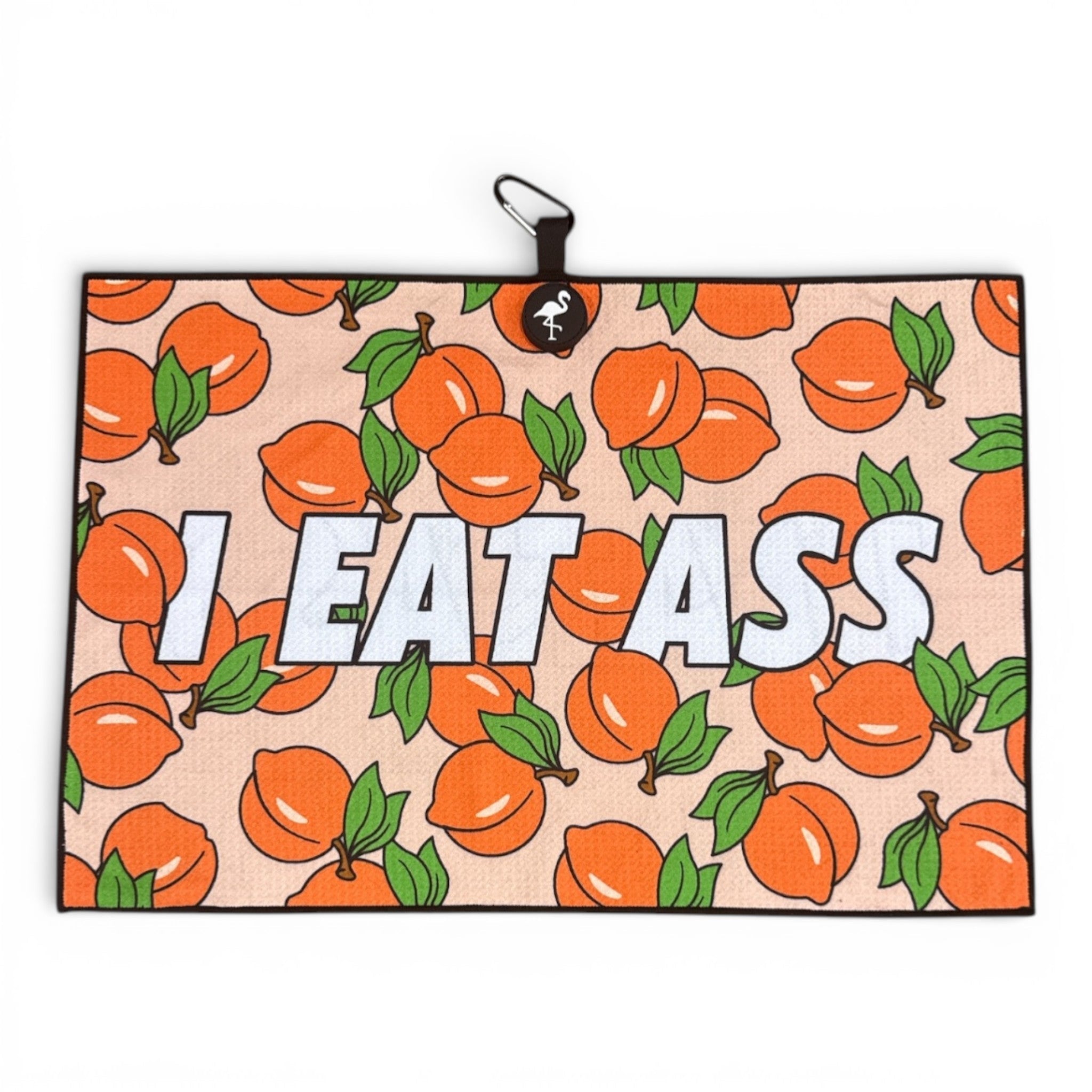 Novelty Peaches N’ Cream Golf Towel | Premium Double-Sided Microfiber | Heavy-Duty Magnetic Towel with Carabiner Clip | 24 x 16 in - STAND OUT FLEXSARAH