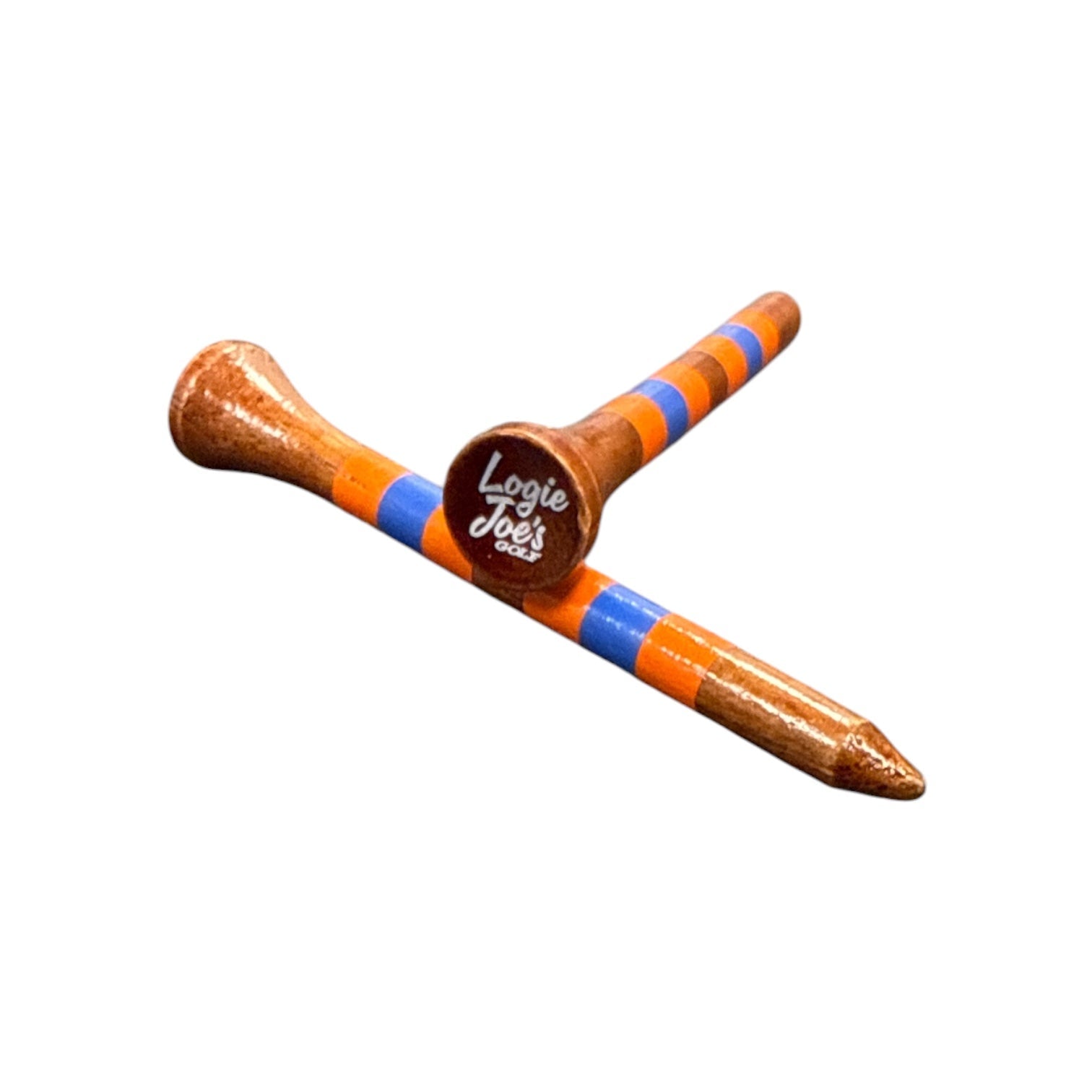 Orange Blue Stripe Premium Wooden Golf Tees | 2 3/4” Standard Size | 45 Pack Set | Durable Painted Wood Tees | Unique Designs - STAND OUT FLEXSARAH