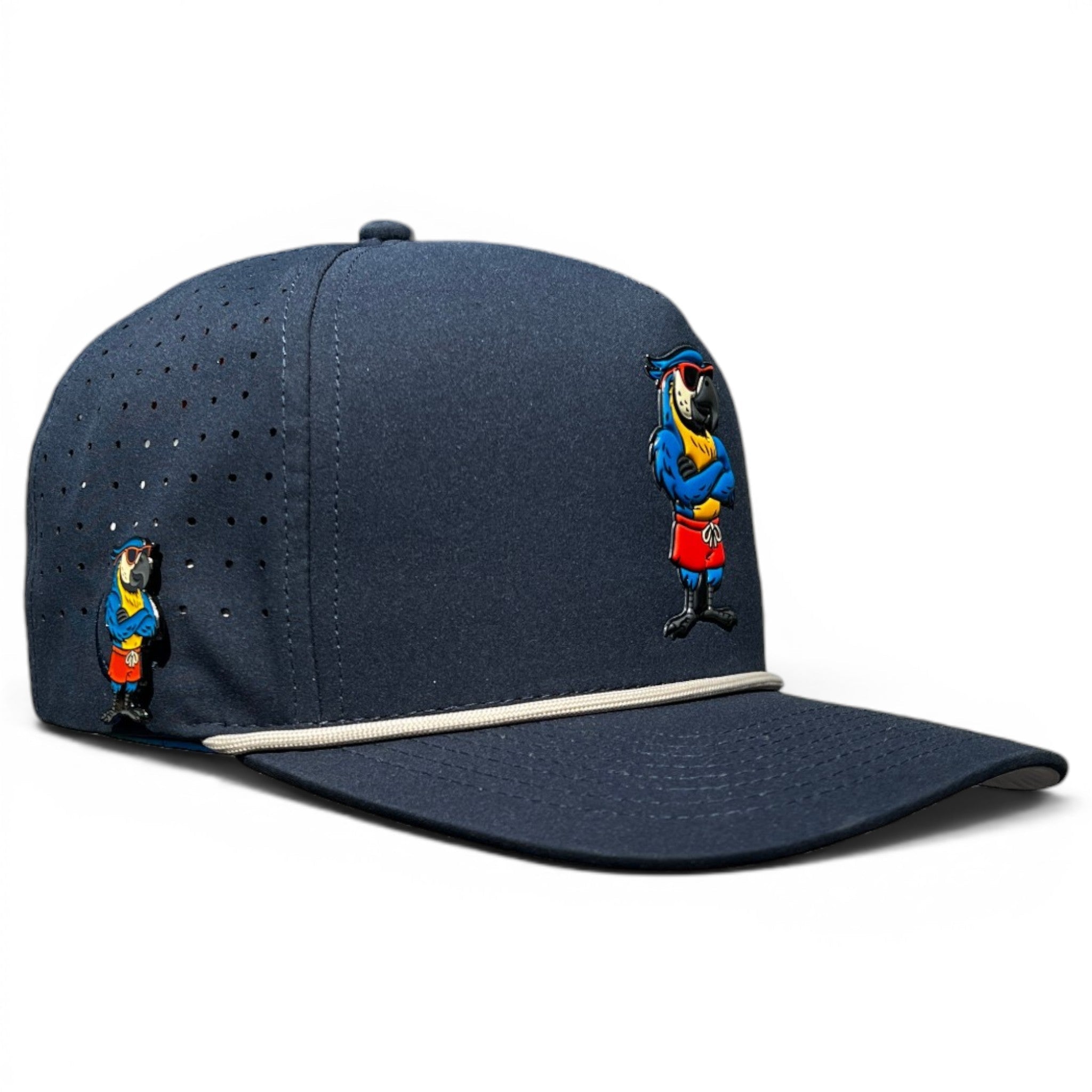 Parrot Patrol Golf Hat | Snapback Cap | Built-in Magnetic Ball Marker Holder + Marker Included | Adjustable Steel Blue Parrot - STAND OUT FLEXSARAH