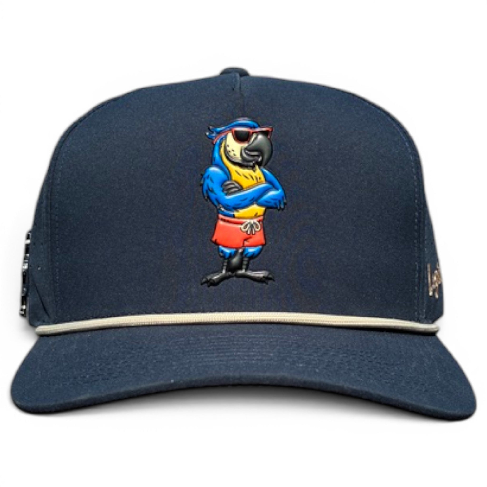 Parrot Patrol Golf Hat | Snapback Cap | Built-in Magnetic Ball Marker Holder + Marker Included | Adjustable Steel Blue Parrot - STAND OUT FLEXSARAH