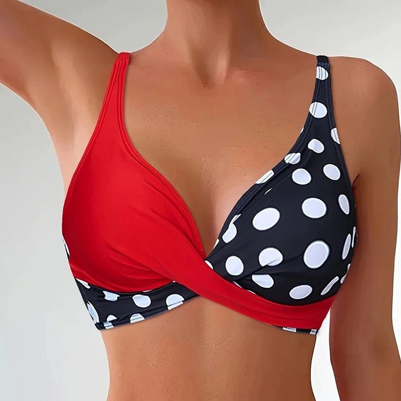 Patchwork Polka Dot Printed Bathing Suit Women Irregular High Waist Bikini Set Summer 2025 New Fashion Beach Swimwear Two Piece - STAND OUT FLEXSARAH