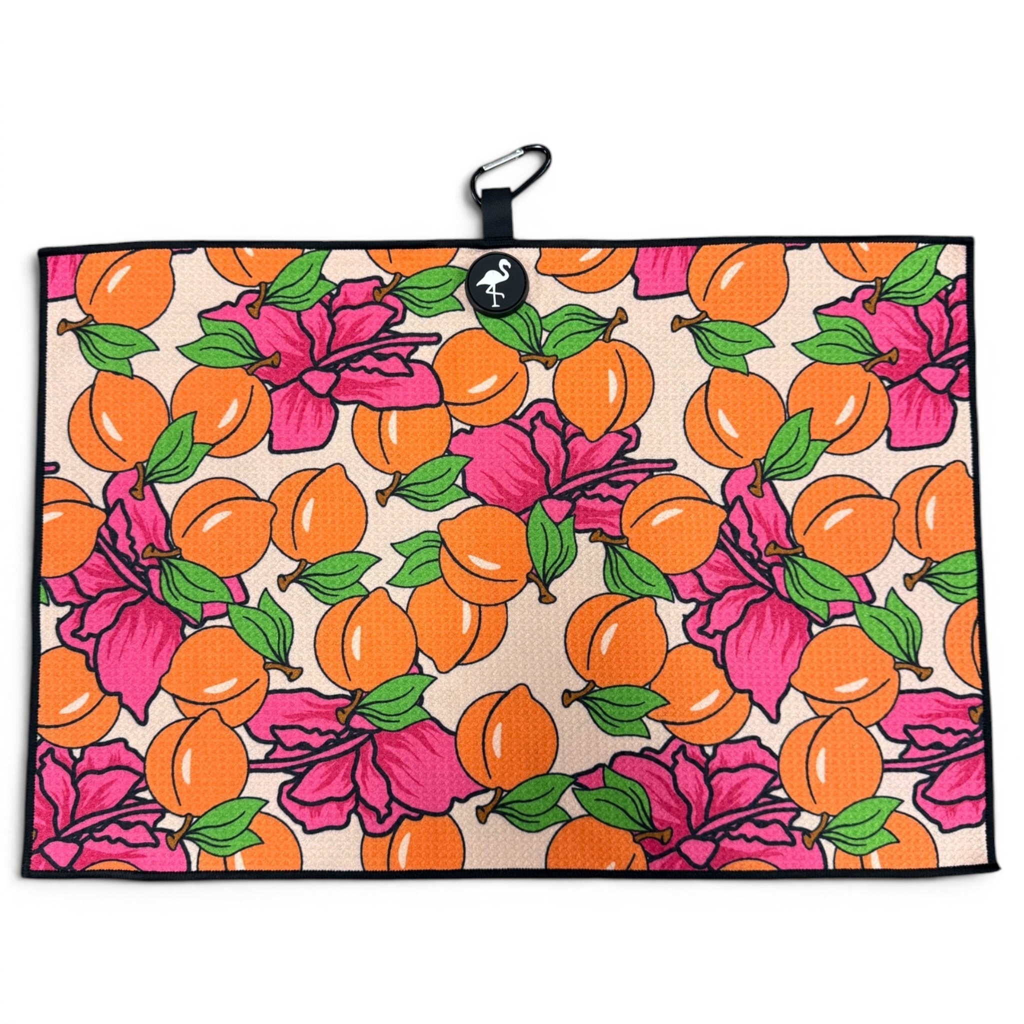 Peach Bellini Golf Towel | 24” x 16” Microfiber Towel | Magnetic Clip & Carabiner | Premium Golf Accessory - STAND OUT FLEXSARAH