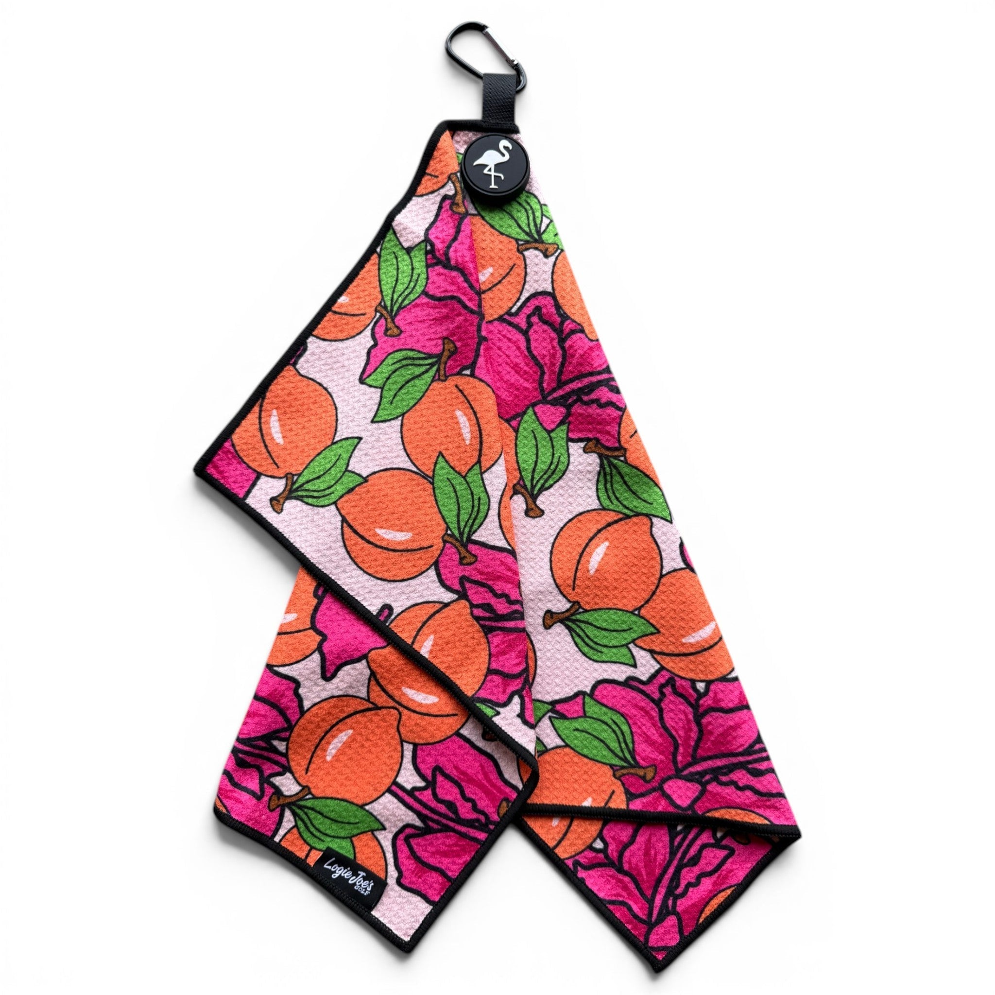 Peach Bellini Golf Towel | 24” x 16” Microfiber Towel | Magnetic Clip & Carabiner | Premium Golf Accessory - STAND OUT FLEXSARAH